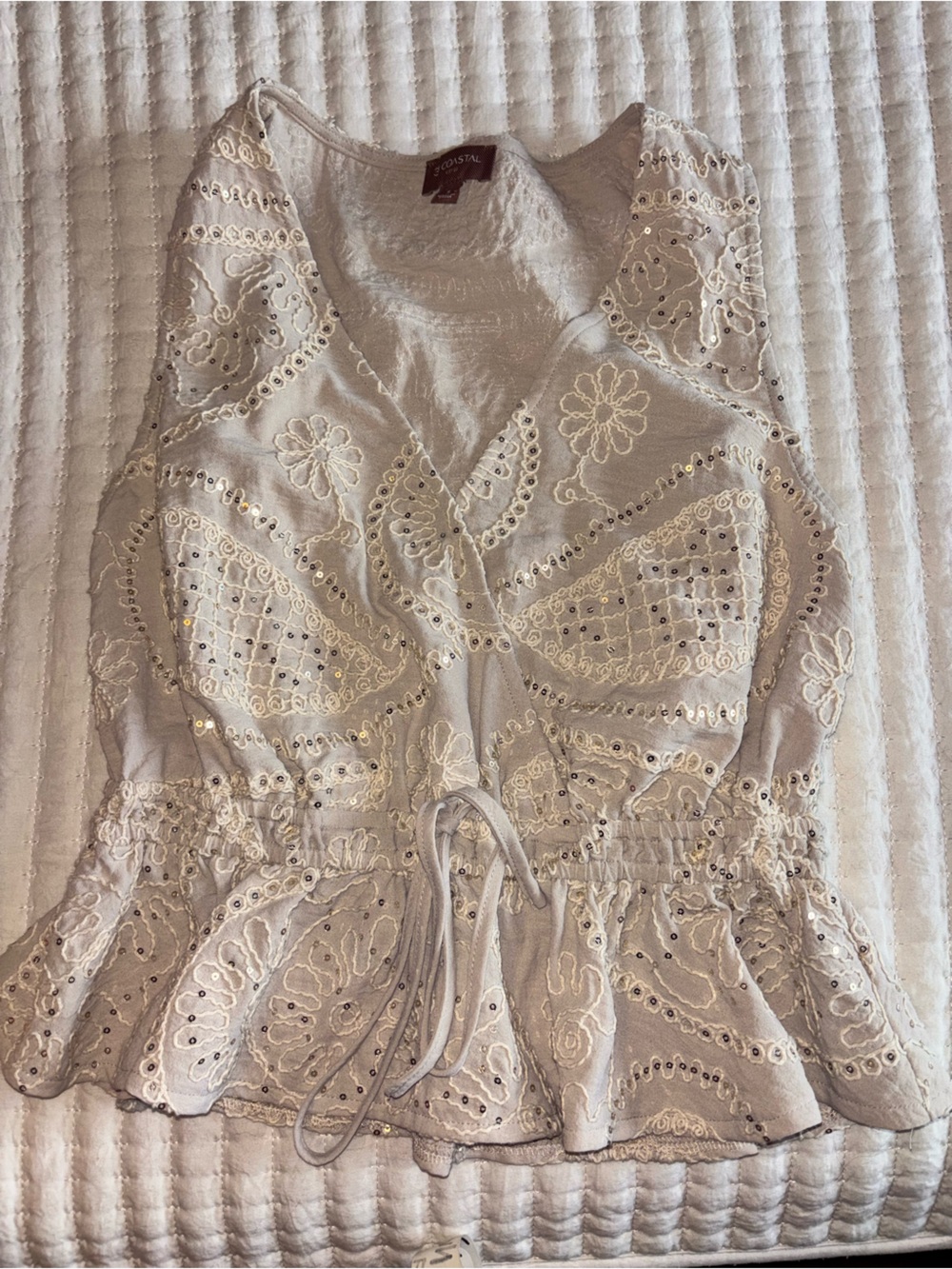 33 coastal peplum embroidered blouse small